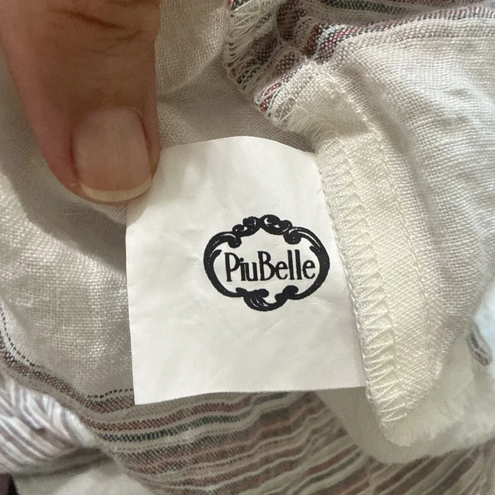 100% Linen Fitted Sheet Only King Piu Belle Stripes 76x80 With 15